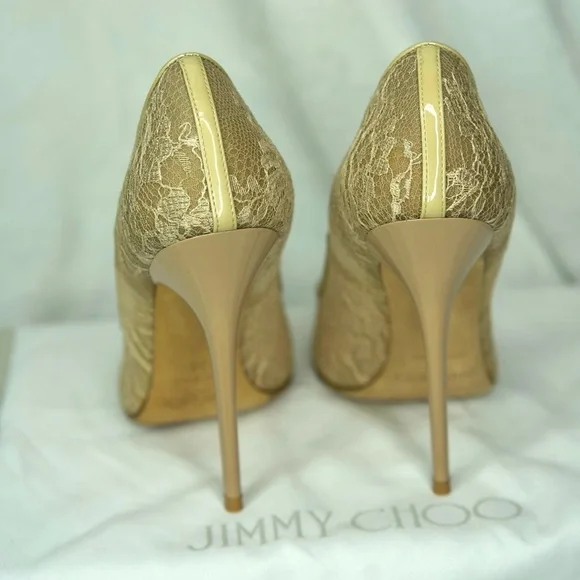 Jimmy Choo Tan Lace Heels - Picture 3 of 7